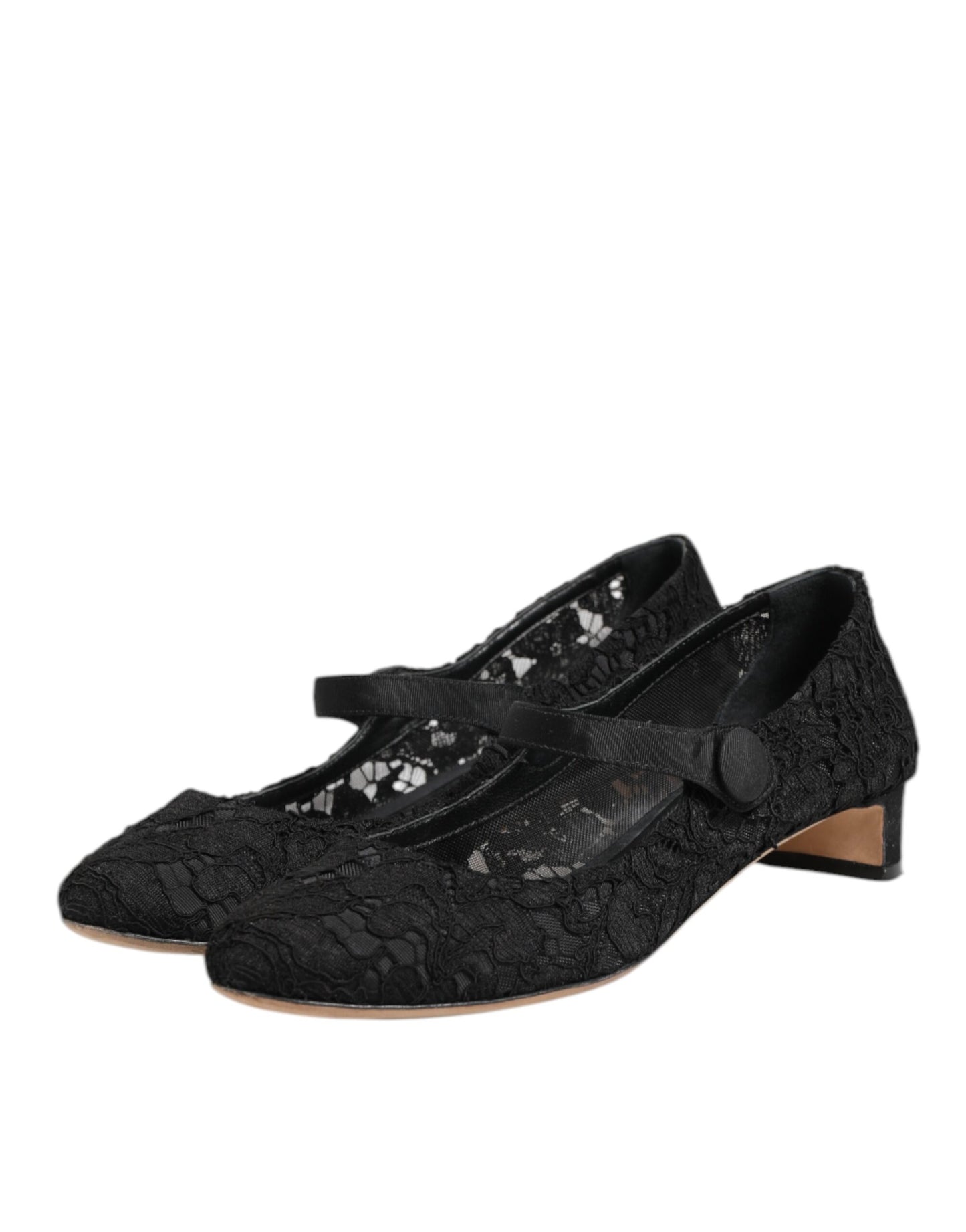 Dolce & Gabbana Black Vally Taormina Floral Lace Pumps Shoes