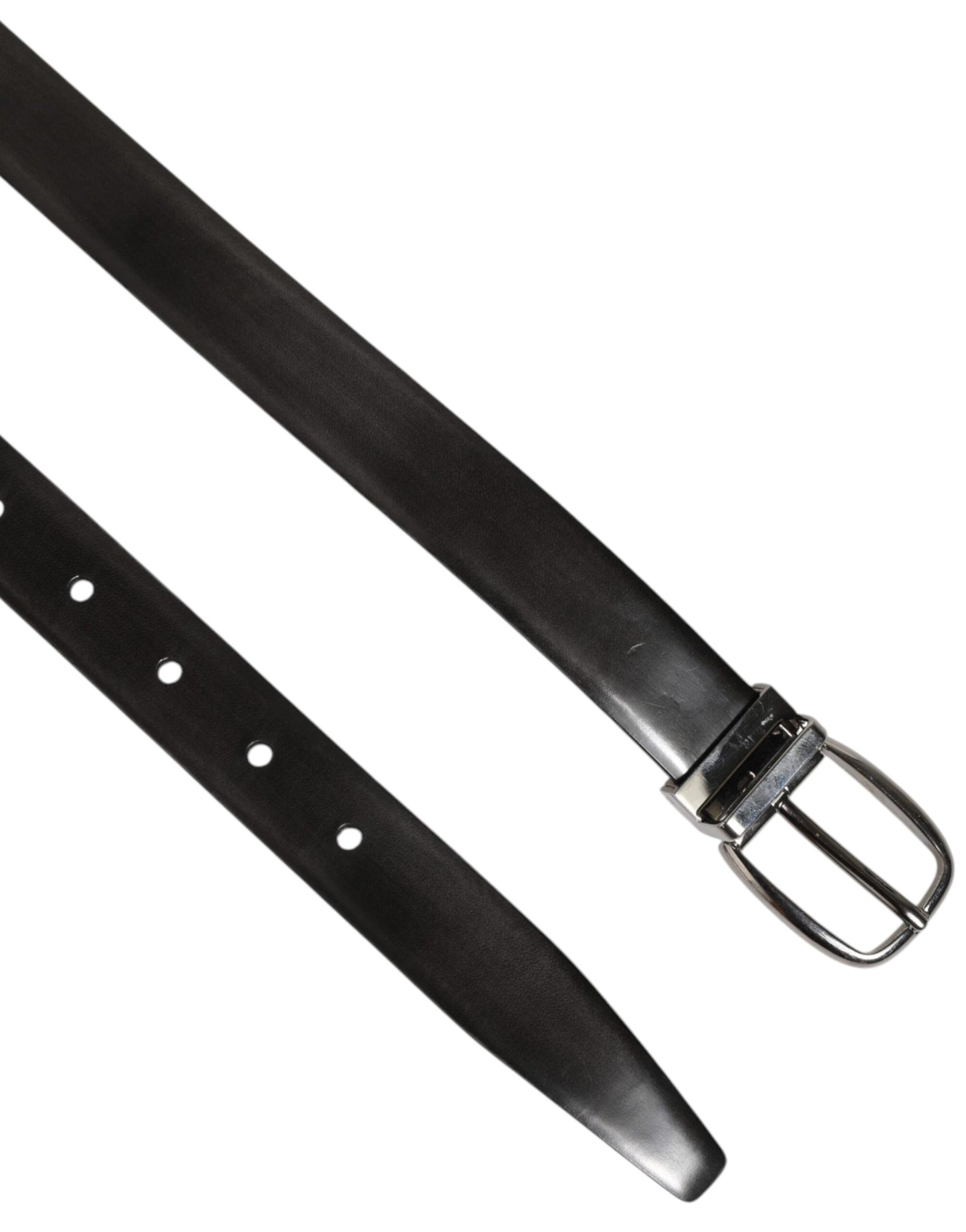 Dolce & Gabbana Black Classic Leather Silver-Tone Buckle Belt
