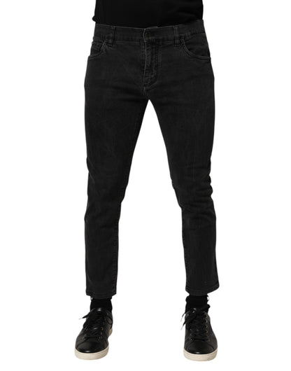 Dolce & Gabbana Dark Gray Cotton Stretch Denim Trouser Jeans