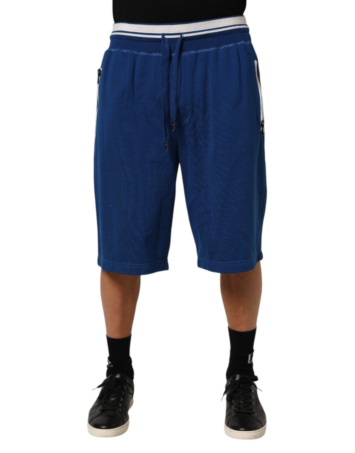Dolce & Gabbana Blue Cotton Blend Bermuda Sweatpants Shorts