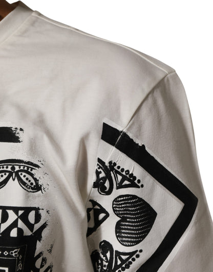 Dolce & Gabbana White Cotton Logo Bandana Print Men T-shirt
