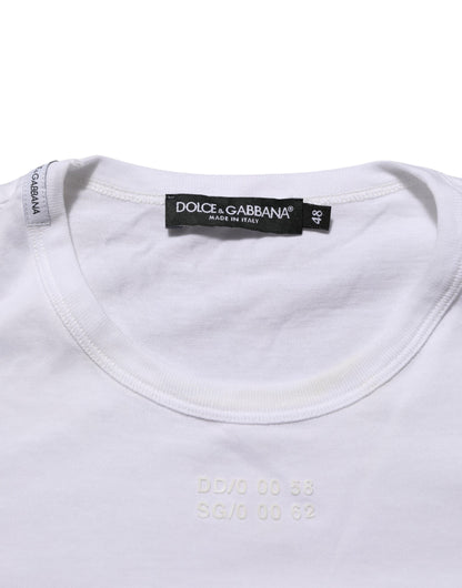 Dolce & Gabbana White Cotton Pocket Crew Neck Men Tee T-shirt