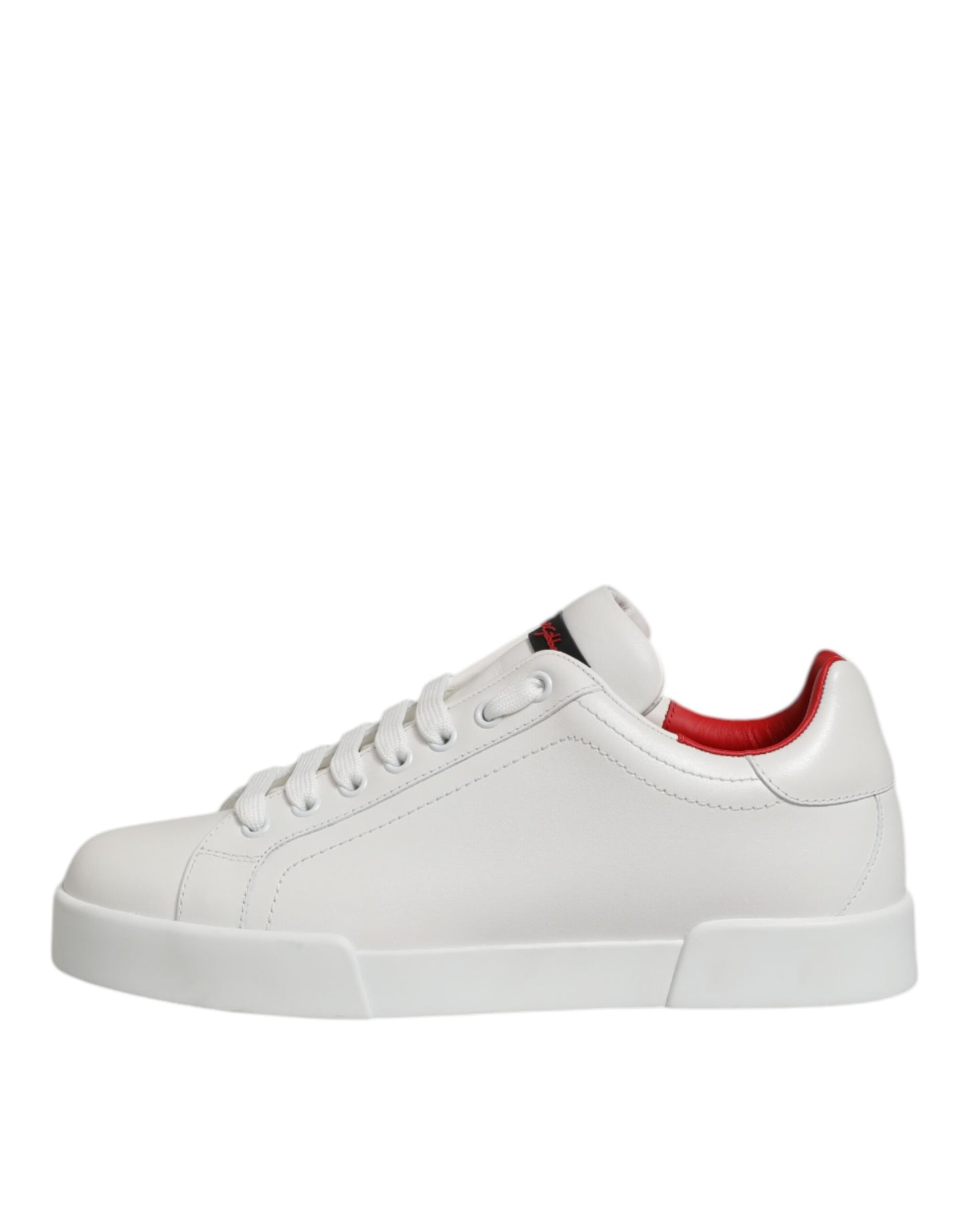 Dolce & Gabbana White Leather Lace Up Low Top Sneakers Shoes