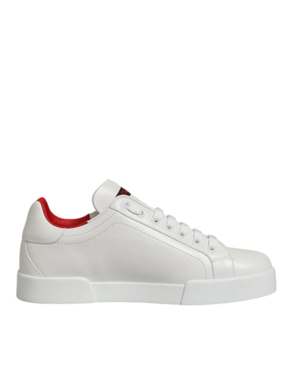Dolce & Gabbana White Leather Lace Up Low Top Sneakers Shoes