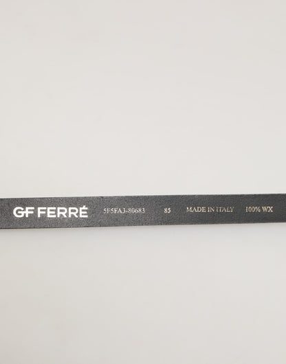 GF Ferre Black Leather Slim Gold Tone Buckle Waist Men Belt