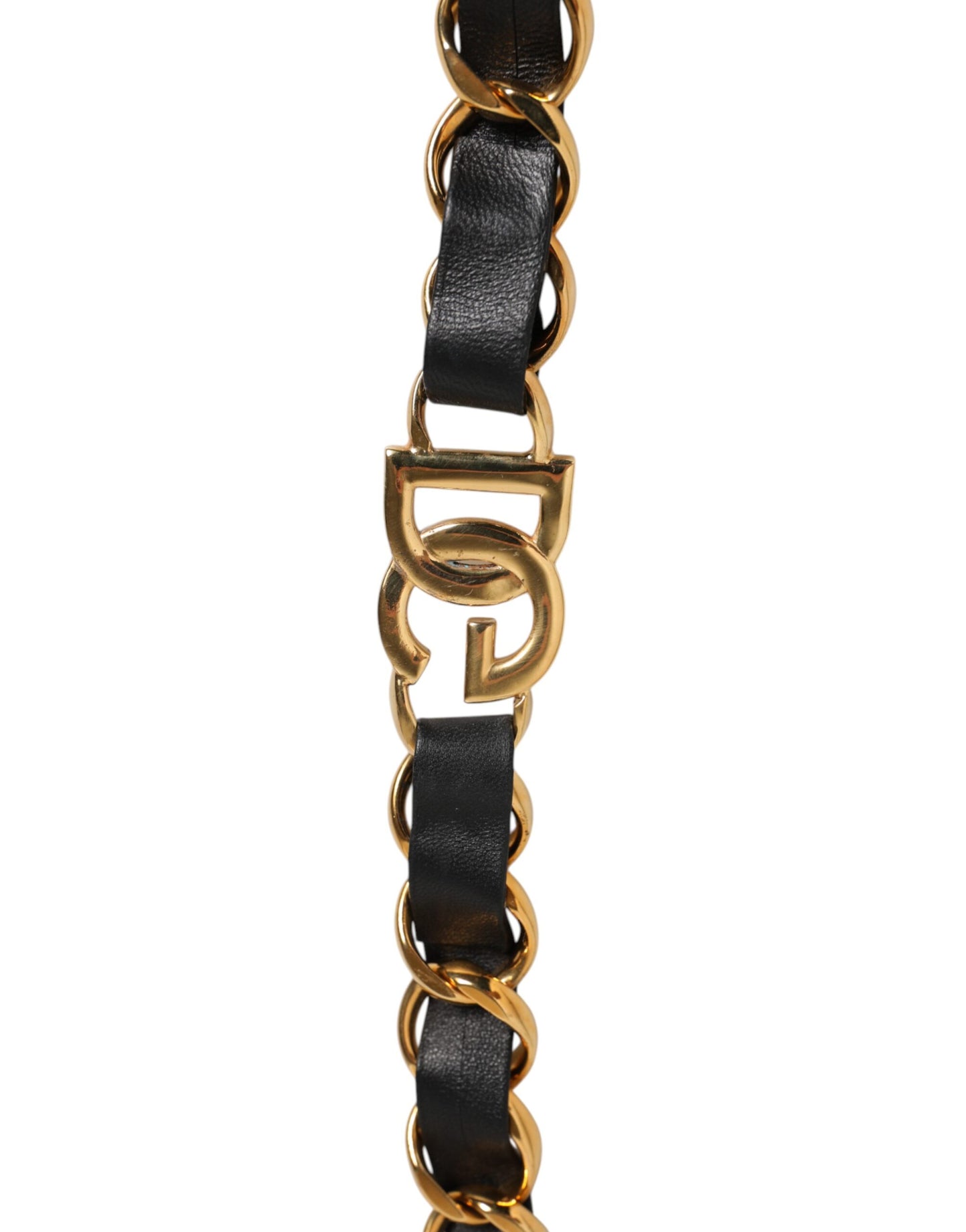 Dolce & Gabbana Black Leather Gold Chain Bag Accessory Shoulder Strap