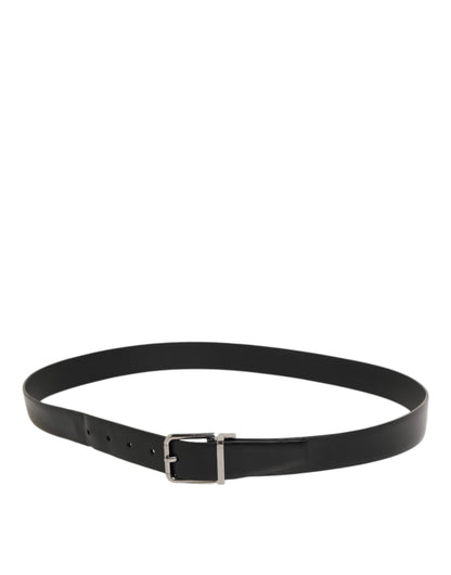 Dolce & Gabbana Black Leather Classic Metal Buckle Men Belt
