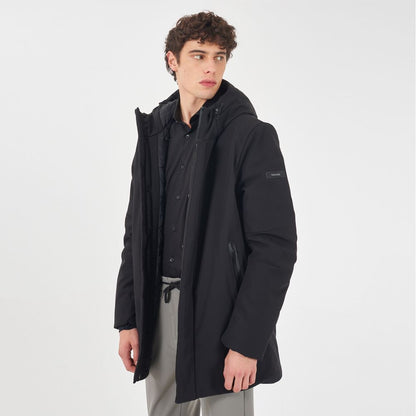 Yes Zee Black Nylon Jackets & Coat