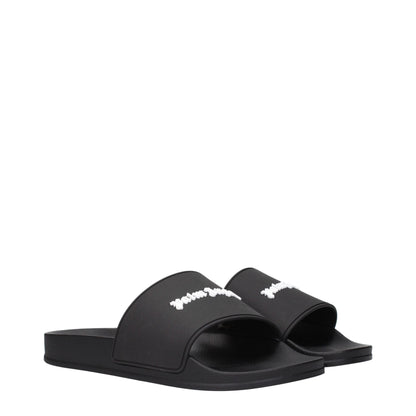 Palm Angels Black Cotton Slippers
