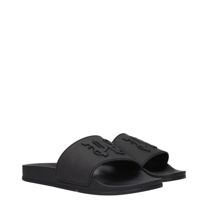 Palm Angels Black Cotton Slippers