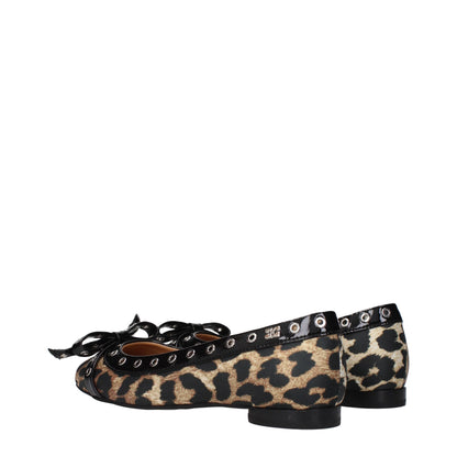 Ganni Brown Fabric Ballet Flats