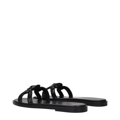 Versace Black Leather Slippers