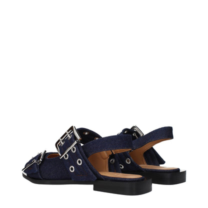 Ganni Blue Fabric Flat Sandals