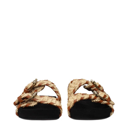 Isabel Marant Beige Raffia Slippers