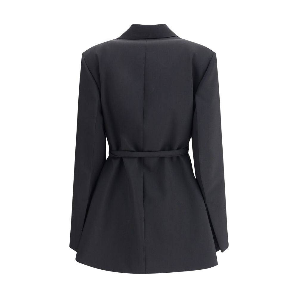 Max Mara Black Fleece Wool Full-Length Jacket