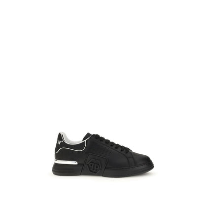 Philipp Plein Black Calf Leather Bos Taurus Athletic Sneakers