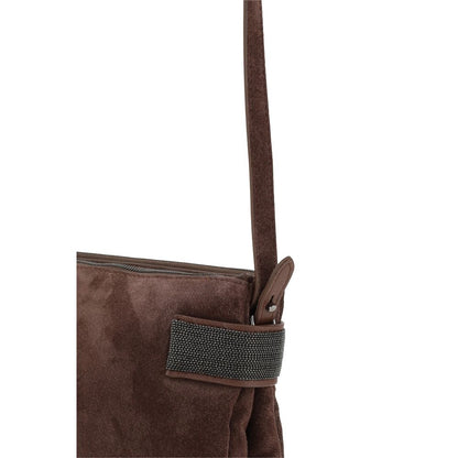 Brunello Cucinelli Brown Calf Leather Bos Taurus Shoulder Bag