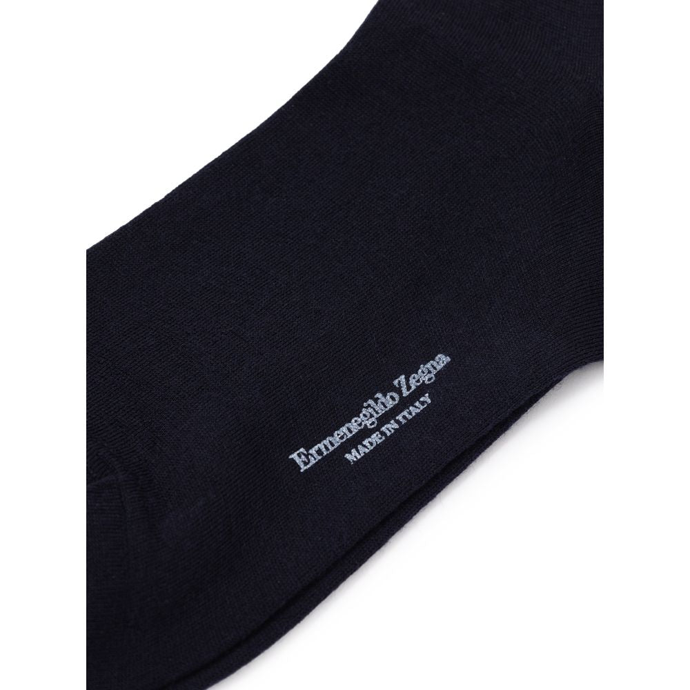 ZEGNA Navy Blue Wool Socks