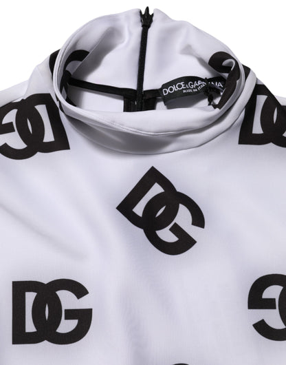 Dolce & Gabbana Black White Logo Monogram Long Sleeves Jumpsuit Dress