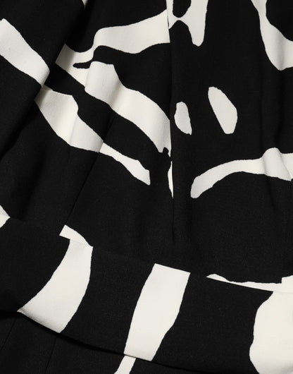 Dolce & Gabbana Black White One Shoulder High Slit Mini Dress