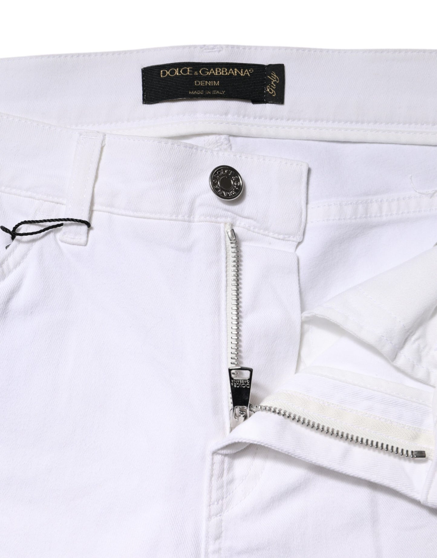 Dolce & Gabbana White GIRLY Floral Embroidery Denim Jeans