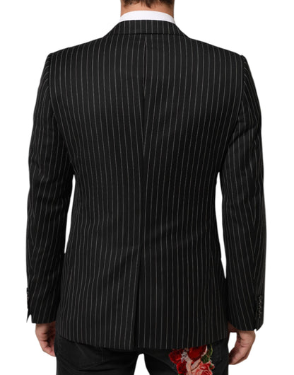 Dolce & Gabbana Black Stripes MARTINI 1 Button Suit Blazer