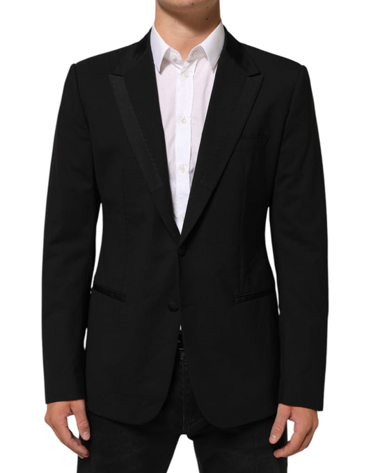 Dolce & Gabbana Black Wool 2 Buttons Suit Men Jacket Blazer