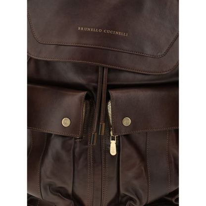 Brunello Cucinelli Brown Calf Leather Bos Taurus Backpack