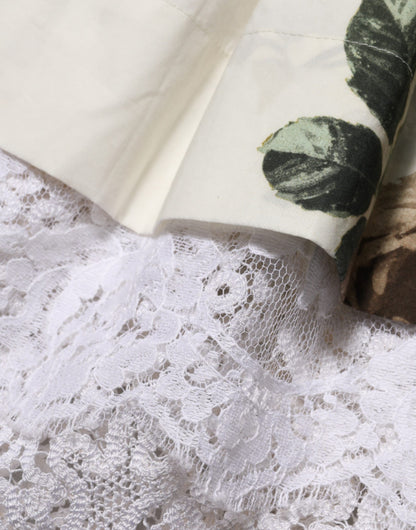 Dolce & Gabbana White Floral Lace Off Shoulder Mini Dress