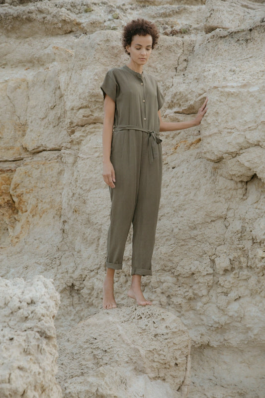 651 Anet Relaxed Lyocell Jumpsuit     Olive green