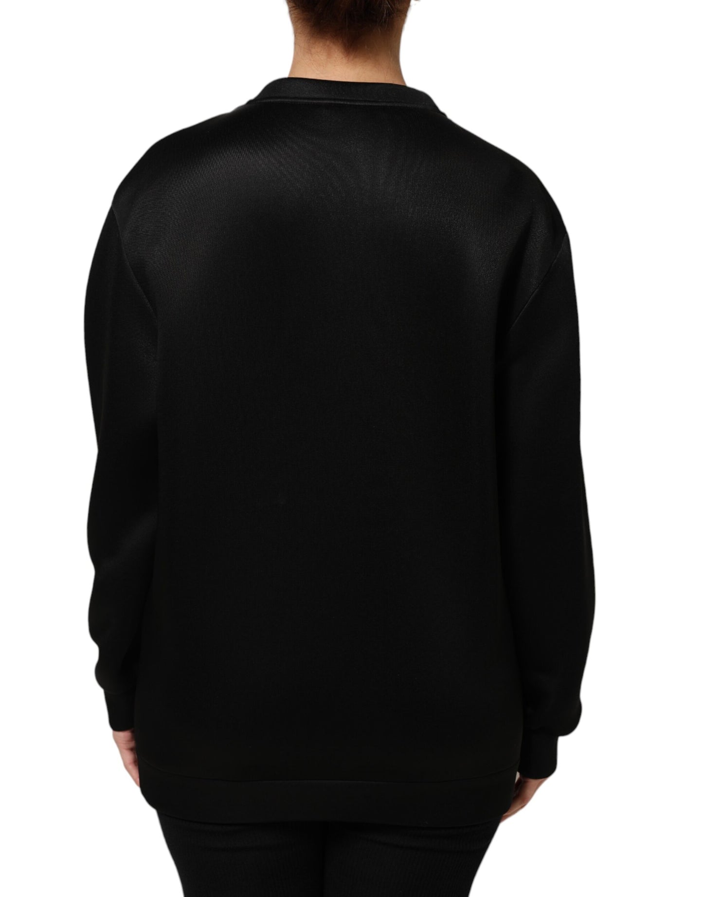 Dolce & Gabbana Black Crystal DG Necklace Sweatshirt Sweater