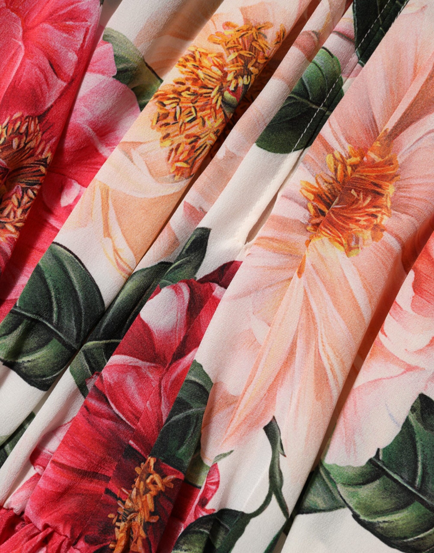 Dolce & Gabbana Pink Floral Printed Silk Ruffled Blouse Top