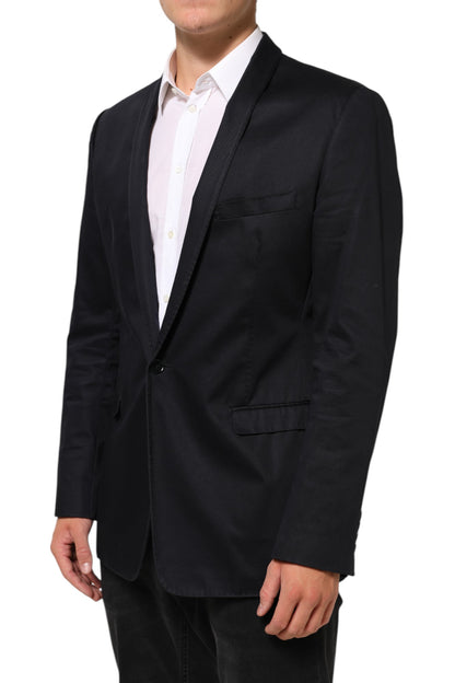 Dolce & Gabbana Black Cotton 1 Button Suit Jacket Blazer
