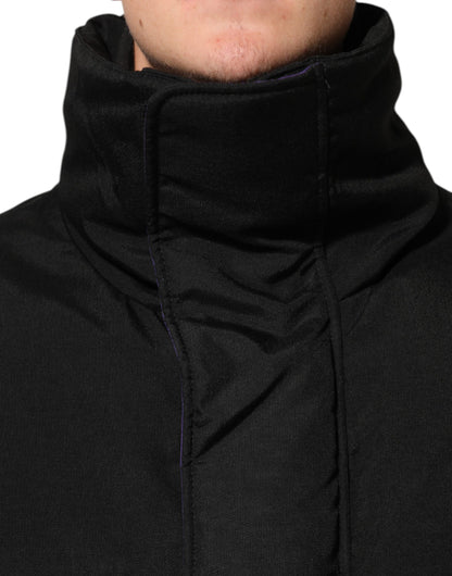 Dolce & Gabbana Black Nylon Puffer Men Full Zip Jacket