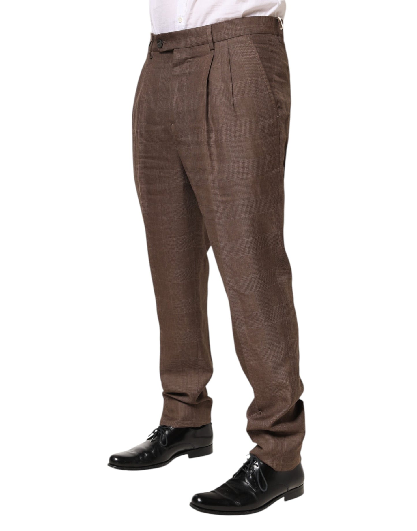 Brunello Cucinelli Brown Wool Mid Waist Dress Trouser Pants