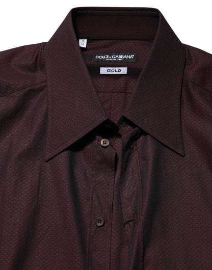 Dolce & Gabbana Violet GOLD Cotton Collared Dress Formal Shirt