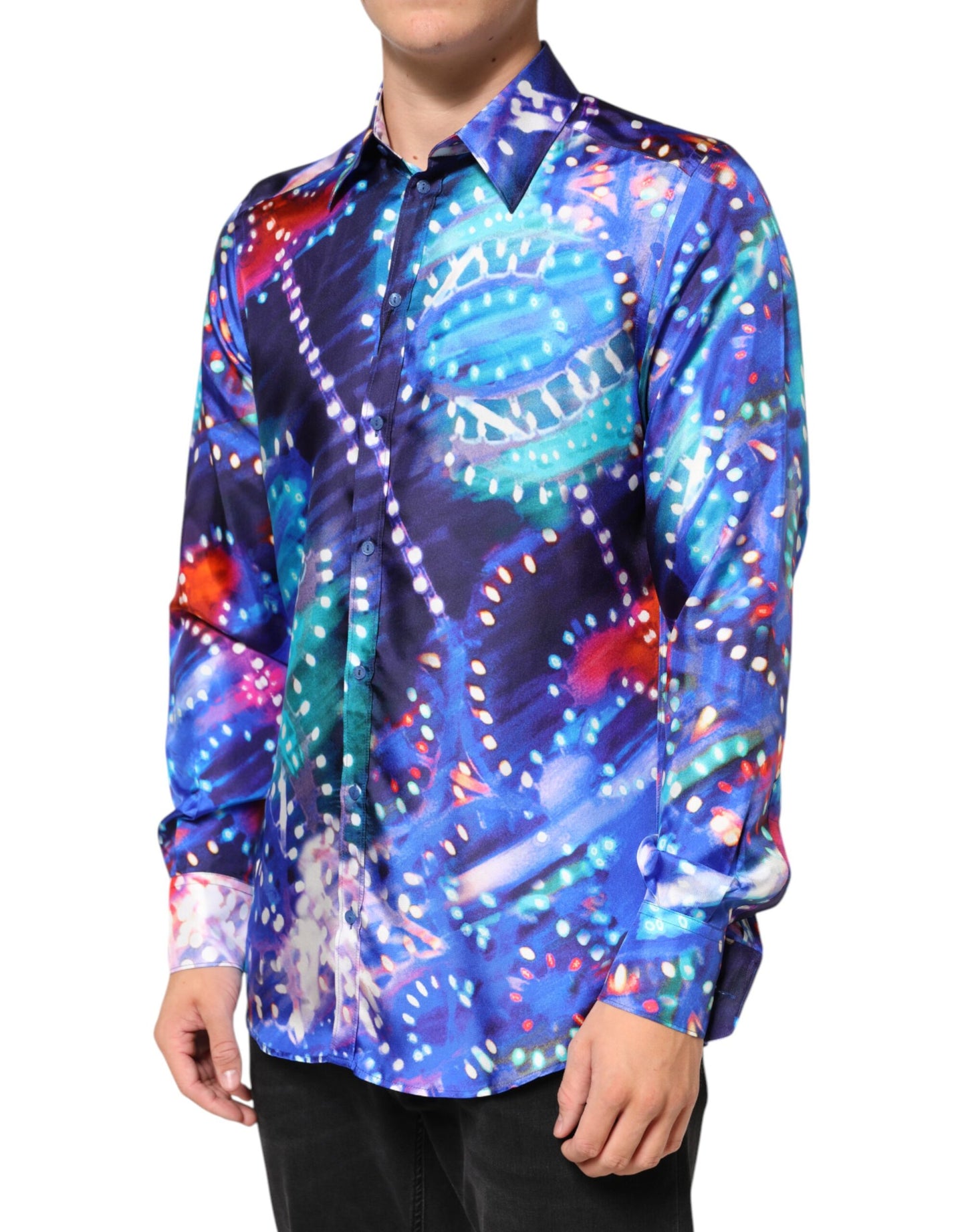 Dolce & Gabbana Multicolor Luminarie MARTINI Slim Men Shirt