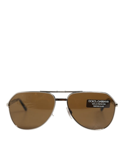 Dolce & Gabbana DG2106K Silver Frame Aviator Shades Eyewear Sunglasses