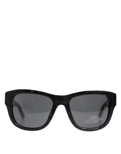 Dolce & Gabbana DG4177 Black Leather Frame Tinted Lens Sunglasses