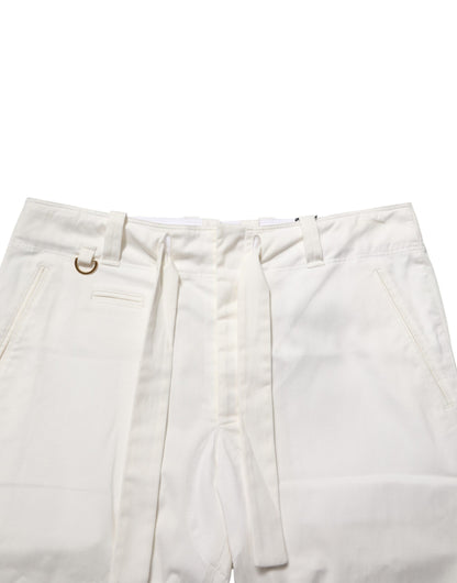 Dolce & Gabbana White Cotton Stretch Cropped Trouser Pants