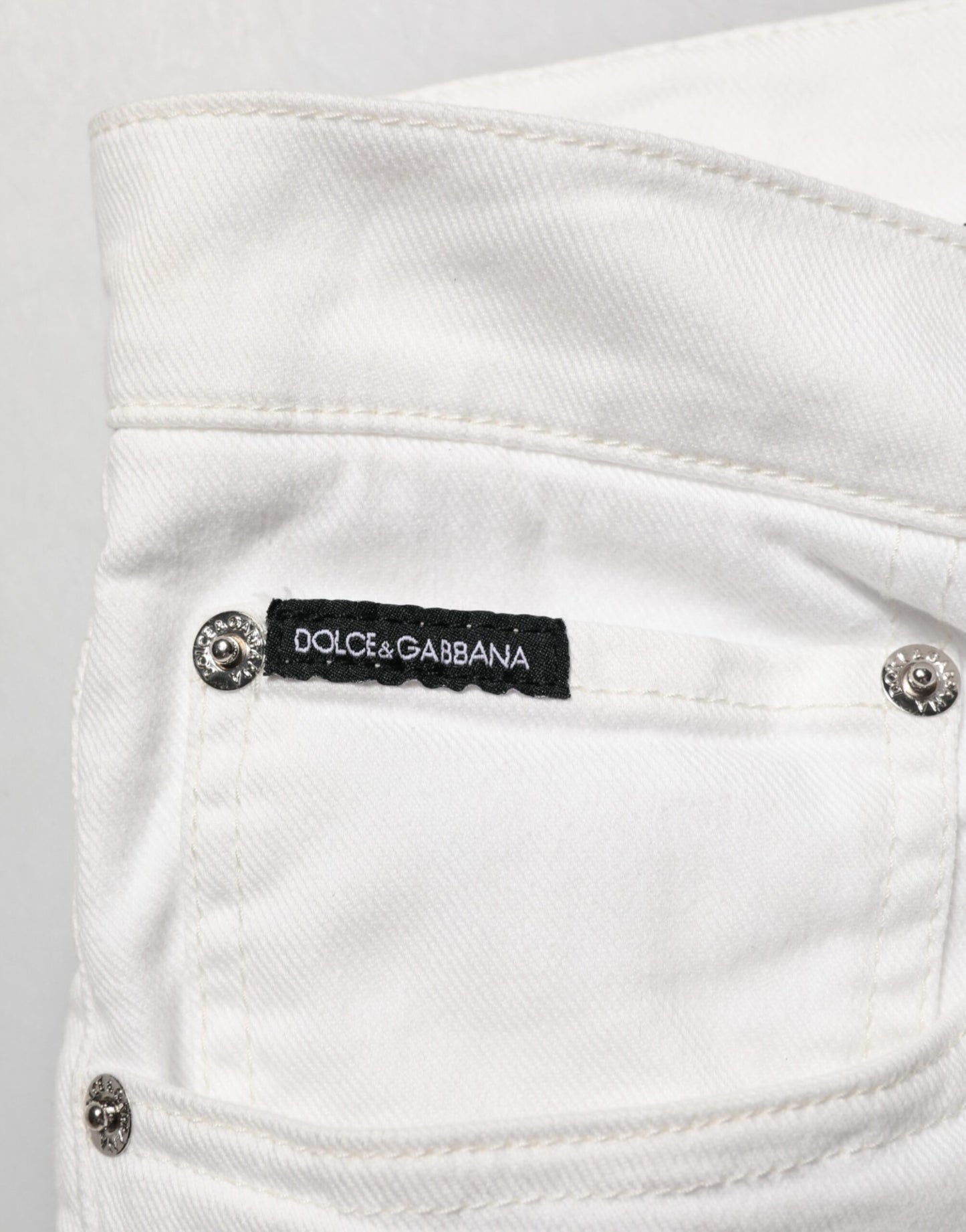 Dolce & Gabbana White Graffiti Print Skinny GOLD Denim Jeans