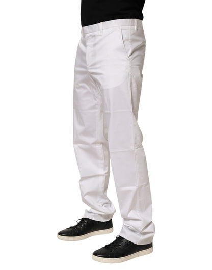 John Richmond White Cotton Stretch Dress Formal Men Trouser Pants