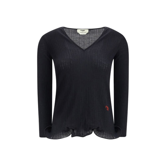 Fendi Black Fleece Wool Top