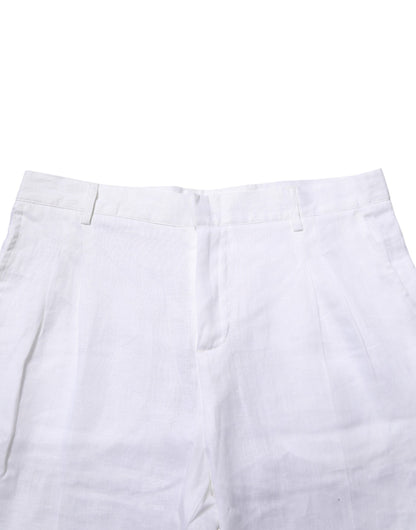 Daniele Alessandrini White Linen Formal Dress Trouser Pants