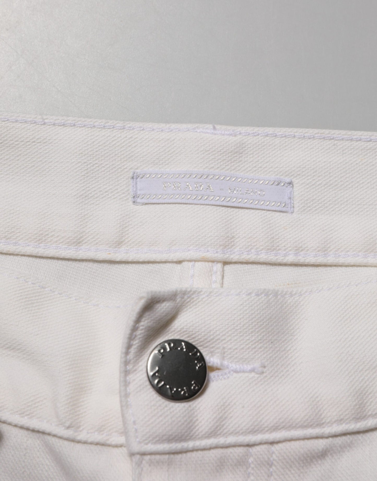 Prada White Mid Waist Skinny Fit Denim Casual Trouser Jeans
