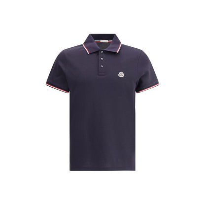 Moncler Blue Cotton Polo Shirt