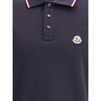 Moncler Blue Cotton Polo Shirt