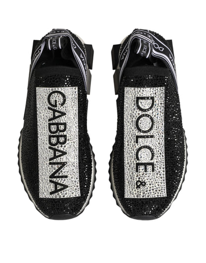 Dolce & Gabbana Black Silver Slip On Sorrento Sneakers Shoes