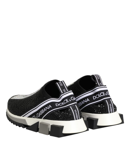 Dolce & Gabbana Black Silver Slip On Sorrento Sneakers Shoes