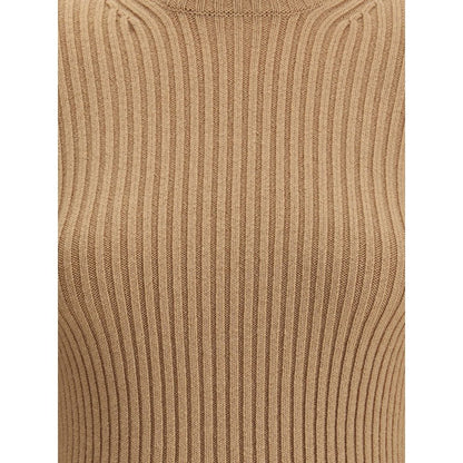 Max Mara Beige Wool Long Sleeve T-Shirt